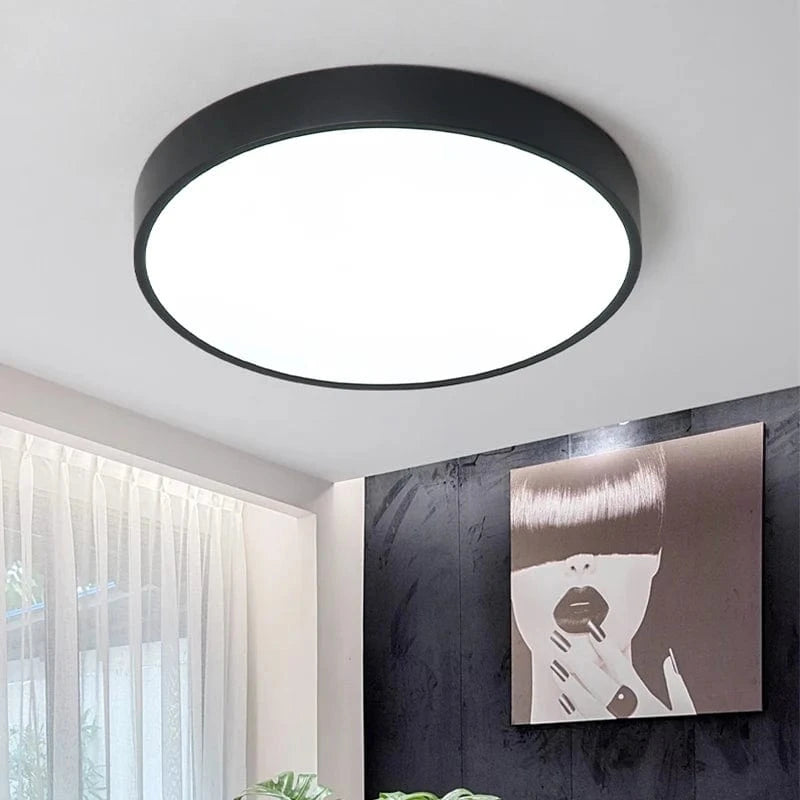 Verthara Ultra-Thin Dimmable LED Flush Mount Ceiling Light with Remote Control – Black and White Options for Home and Restaurant Black / Warm white / Dia25cm