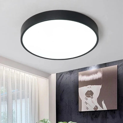 Verthara Ultra-Thin Dimmable LED Flush Mount Ceiling Light with Remote Control – Black and White Options for Home and Restaurant Black / Warm white / Dia25cm