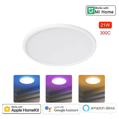 Verthara Ultra Thin Smart RGB Flush Mount Ceiling Light Fixture – Dimmable LED with Wi-Fi Control, 2700K-6500K Color Temperature Default