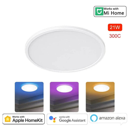 Verthara Ultra Thin Smart RGB Flush Mount Ceiling Light Fixture – Dimmable LED with Wi-Fi Control, 2700K-6500K Color Temperature Default