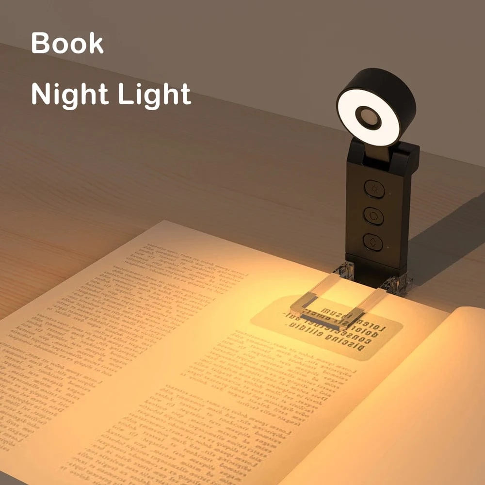 Verthara USB Rechargeable Clip-On Book Light with Adjustable Brightness – Portable LED Reading Lamp for Eye Protection and Comfort
