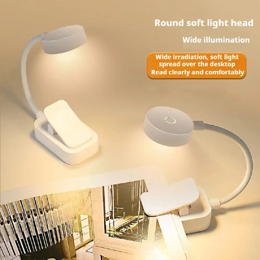 Verthara USB Rechargeable LED Book Light With Clip - Dimmable - 3 Colour Temperature Modes - 360° Flexible Neck - Eye Protection - Portable Design Default