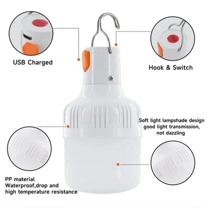 Verthara USB Rechargeable LED Lantern – 60W Outdoor Camping Light with Dimmable Modes for Emergency and Outdoor Activities Default