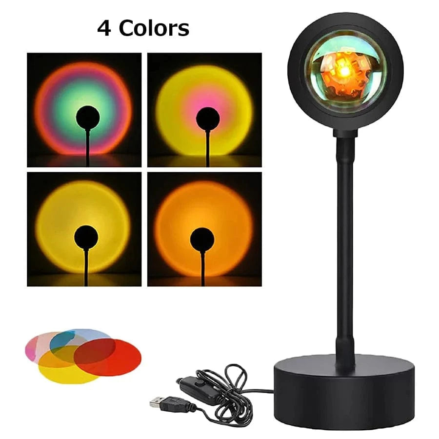 Verthara USB Sunset Projector Lamp with Smart APP Control - LED Night Light for Room Decoration and Photography, Adjustable Colors and Brightness 4 colors No remote