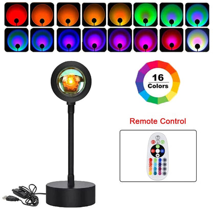 Verthara USB Sunset Projector Lamp with Smart APP Control - LED Night Light for Room Decoration and Photography, Adjustable Colors and Brightness 16 colors Remote