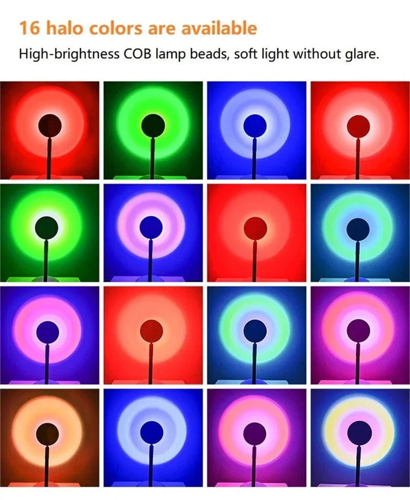 Verthara USB Sunset Projector Lamp with Smart APP Control - LED Night Light for Room Decoration and Photography, Adjustable Colors and Brightness