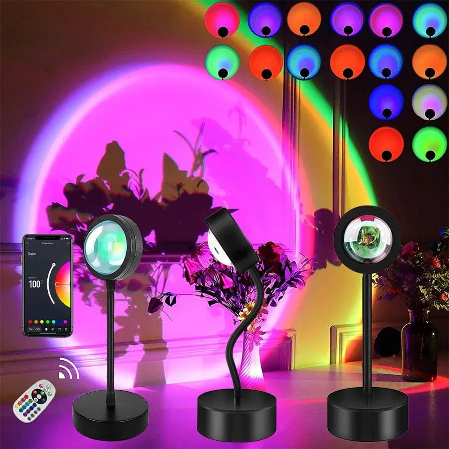 Verthara USB Sunset Projector Lamp with Smart APP Control - LED Night Light for Room Decoration and Photography, Adjustable Colors and Brightness
