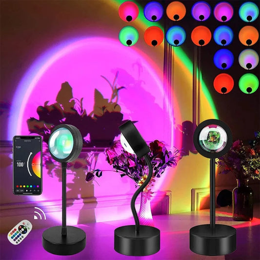 Verthara USB Sunset Projector Lamp with Smart APP Control - LED Night Light for Room Decoration and Photography, Adjustable Colors and Brightness