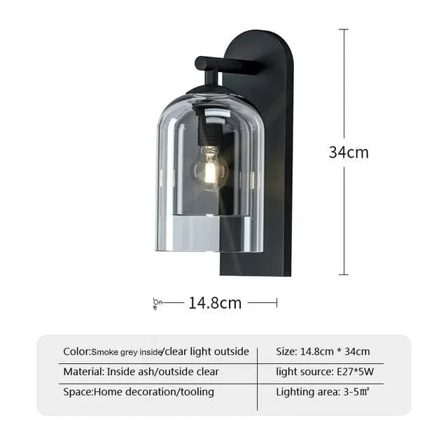 Verthara Vintage Glass Wall Lights – Postmodern Bathroom Sconces with E27 Bulb Compatibility, Indoor Wall Lamp for Hallway and Bedroom