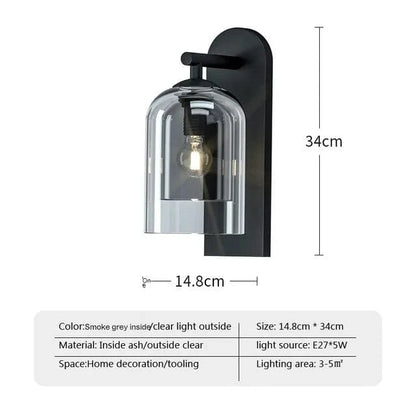 Verthara Vintage Glass Wall Lights – Postmodern Bathroom Sconces with E27 Bulb Compatibility, Indoor Wall Lamp for Hallway and Bedroom