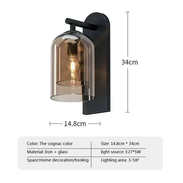 Verthara Vintage Glass Wall Lights – Postmodern Bathroom Sconces with E27 Bulb Compatibility, Indoor Wall Lamp for Hallway and Bedroom