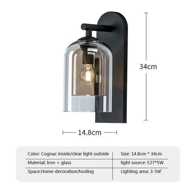 Verthara Vintage Glass Wall Lights – Postmodern Bathroom Sconces with E27 Bulb Compatibility, Indoor Wall Lamp for Hallway and Bedroom