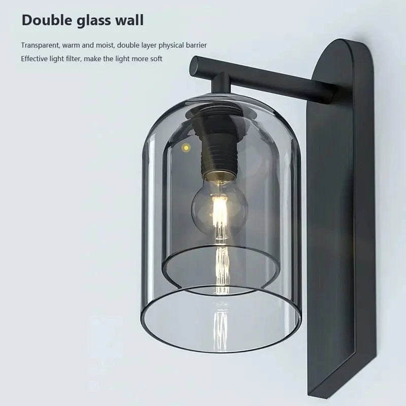 Verthara Vintage Glass Wall Lights – Postmodern Bathroom Sconces with E27 Bulb Compatibility, Indoor Wall Lamp for Hallway and Bedroom