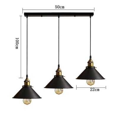 Verthara Vintage Industrial Black Pendant Light with E27 Base – Adjustable Height Hanging Light for Living Room and Dining Room