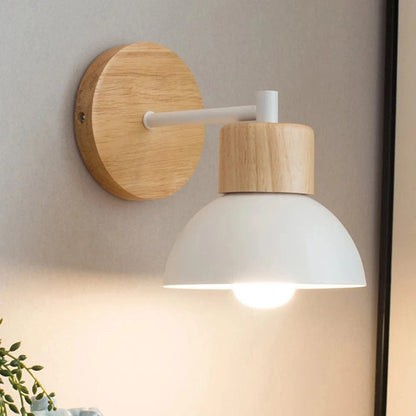 Verthara Vintage Wood Wall Lamp Sconce – Industrial Design for Bedroom and Dining Room – E27, 85-265V, Durable Metal and Wood Fixture White