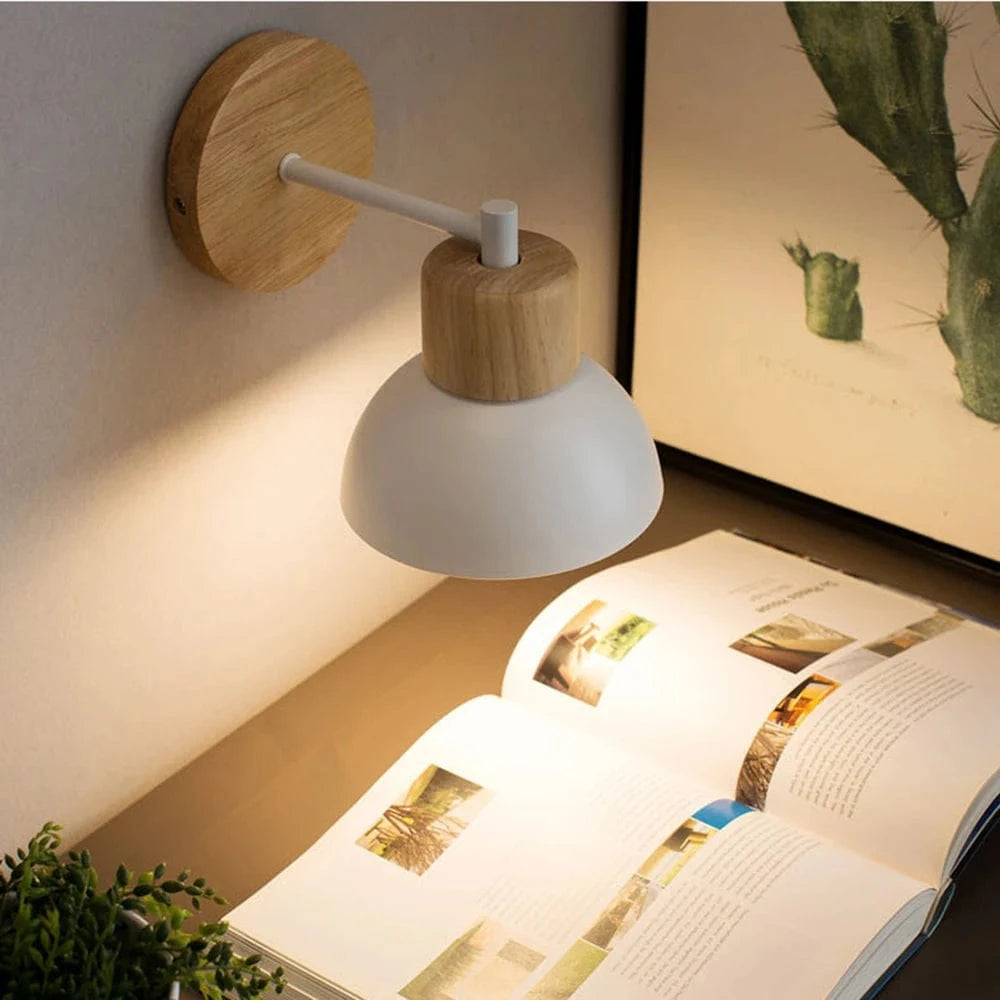 Verthara Vintage Wood Wall Lamp Sconce – Industrial Design for Bedroom and Dining Room – E27, 85-265V, Durable Metal and Wood Fixture