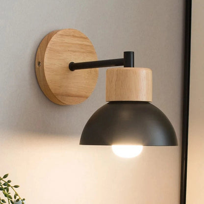 Verthara Vintage Wood Wall Lamp Sconce – Industrial Design for Bedroom and Dining Room – E27, 85-265V, Durable Metal and Wood Fixture Black