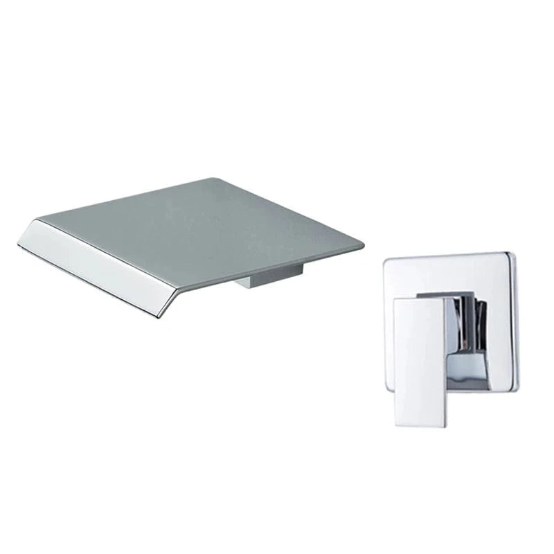 Verthara Wall Mounted Bathroom Faucet with Waterfall Outlet – Cold and Hot Mixer Basin Tap in Polished Chrome Chrome Set