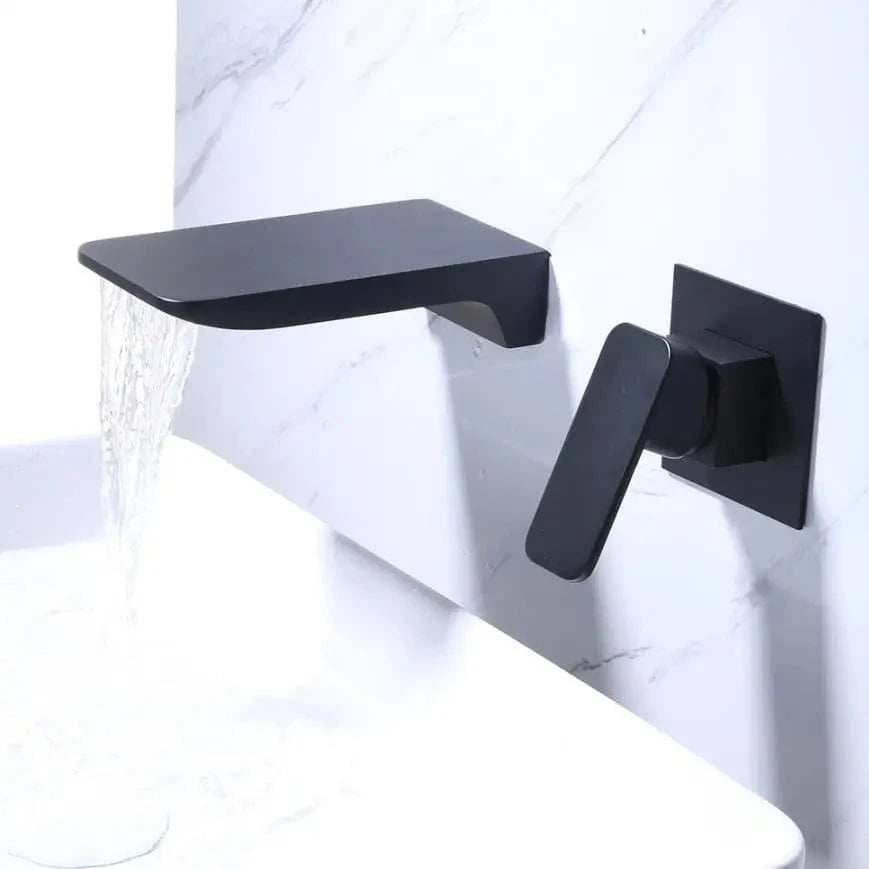 Verthara Wall Mounted Chrome Bathroom Faucet with Waterfall Spout – Single Lever Basin Mixer Tap