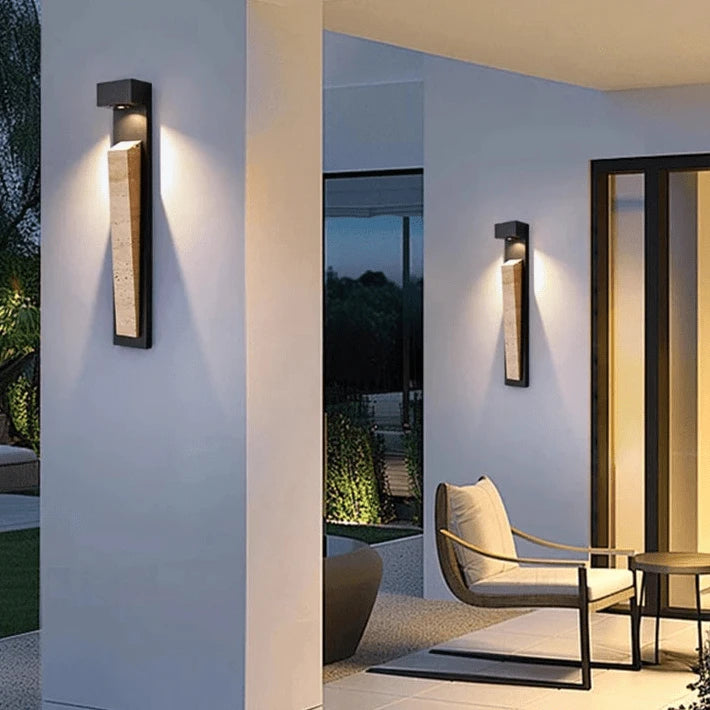 Verthara Waterproof Natural Stone Outdoor Wall Light – IP65 Weather-Resistant Exterior Lantern for Garden and Patio