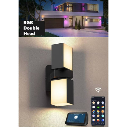 Verthara Waterproof Outdoor Wall Lamp – Adjustable Angle LED Exterior Wall Light in Black Aluminum for Garden and Pathway Lighting