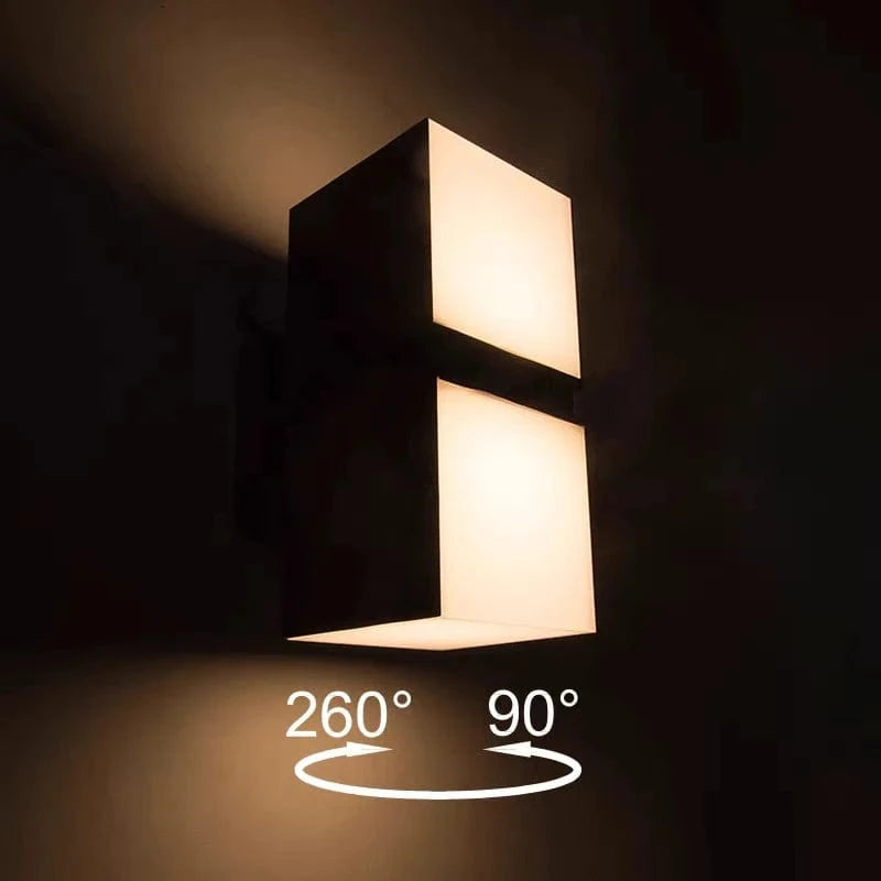 Verthara Waterproof Outdoor Wall Lamp – Adjustable Angle LED Exterior Wall Light in Black Aluminum for Garden and Pathway Lighting