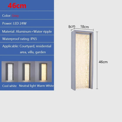 Verthara Waterproof Outdoor Wall Light Fixture - Modern Aluminum Sconce for Garden and Balcony - Available in Black and Grey Neutral lighting / B 46cm