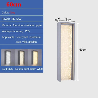 Verthara Waterproof Outdoor Wall Light Fixture - Modern Aluminum Sconce for Garden and Balcony - Available in Black and Grey Cool white / B 60cm