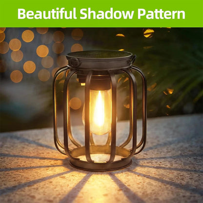 Verthara Waterproof Solar Lantern with Daylight Sensor – Hanging Outdoor Solar Lights for Garden, 3000K Warm White Iron Art Decor