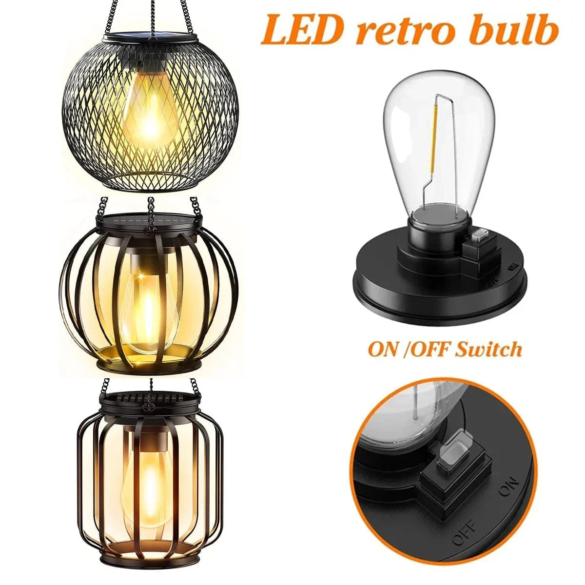 Verthara Waterproof Solar Lantern with Daylight Sensor – Hanging Outdoor Solar Lights for Garden, 3000K Warm White Iron Art Decor