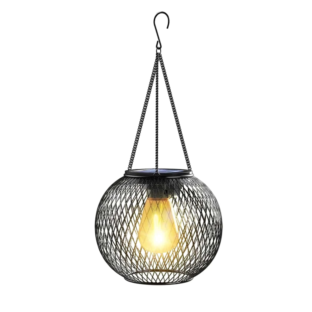 Verthara Waterproof Solar Lantern with Daylight Sensor – Hanging Outdoor Solar Lights for Garden, 3000K Warm White Iron Art Decor 3