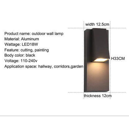 Verthara Waterproof Vintage Black Outdoor Wall Light – 18W LED Sconce for Garden and Porch, Retro Exterior Wall Lantern