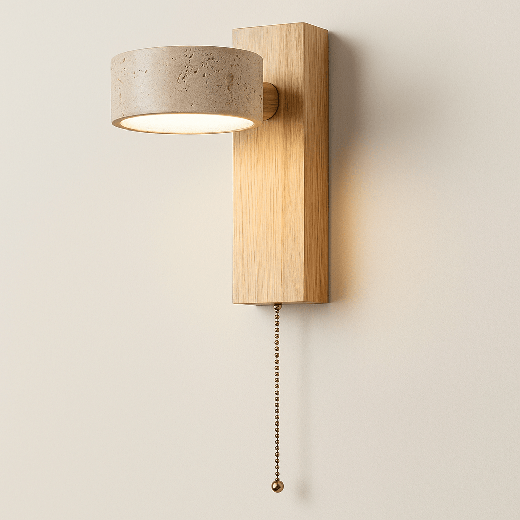 Verthara Yellow Cave Stone LED Sconce Log Wood / With Switch