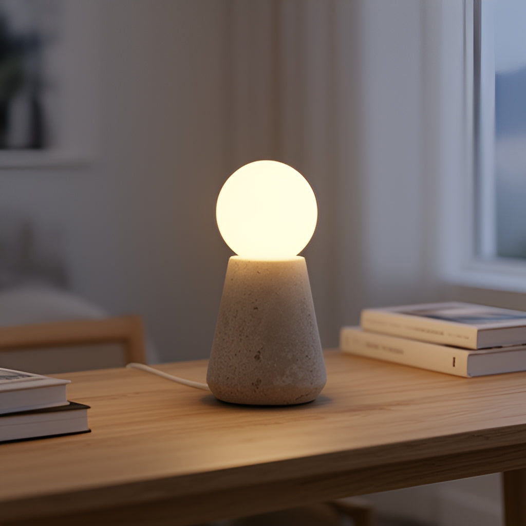 Wabi-Sabi Travertine Table Lamp