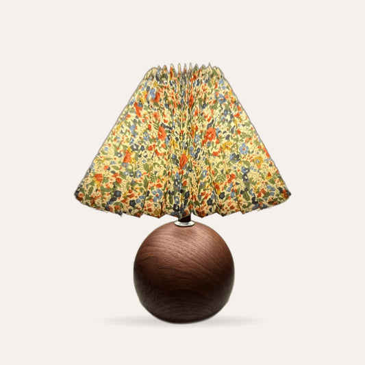 Walnut Pleated Bedside Table Lamp