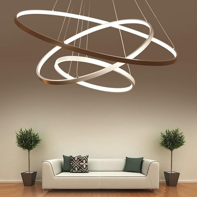 Halo Chandelier - Customizable Concentric Rings Design - Eco-Friendly LED Lighting - Available in Gold, Black, or White - Dimmable Warm or Cool White - 20-100 cm Width